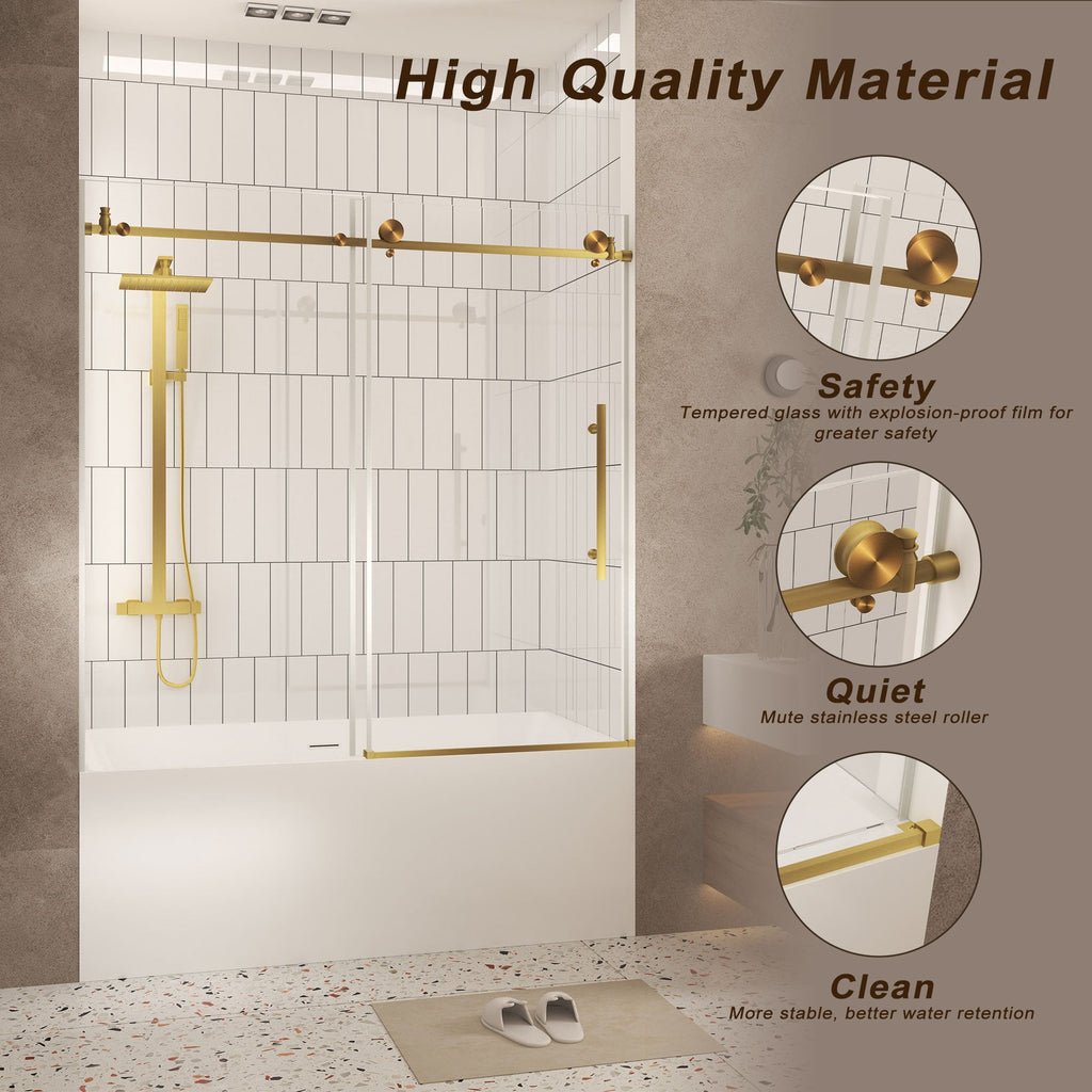 Frameless Shower Door 56-60" W x 60" H