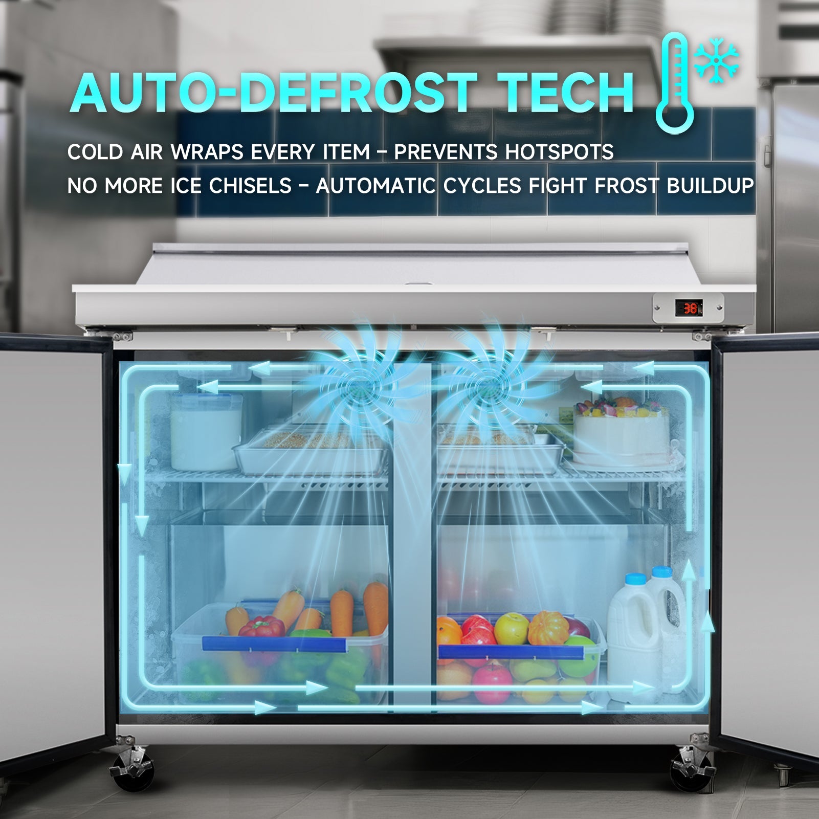 Orikool 60 IN Commercial Refrigerators Sandwich & Salad Prep Table