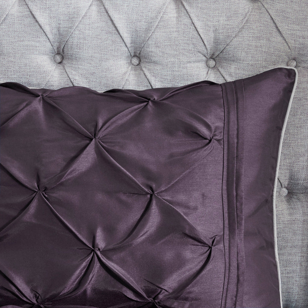 7 Piece Tufted Comforter Set - Plum - King