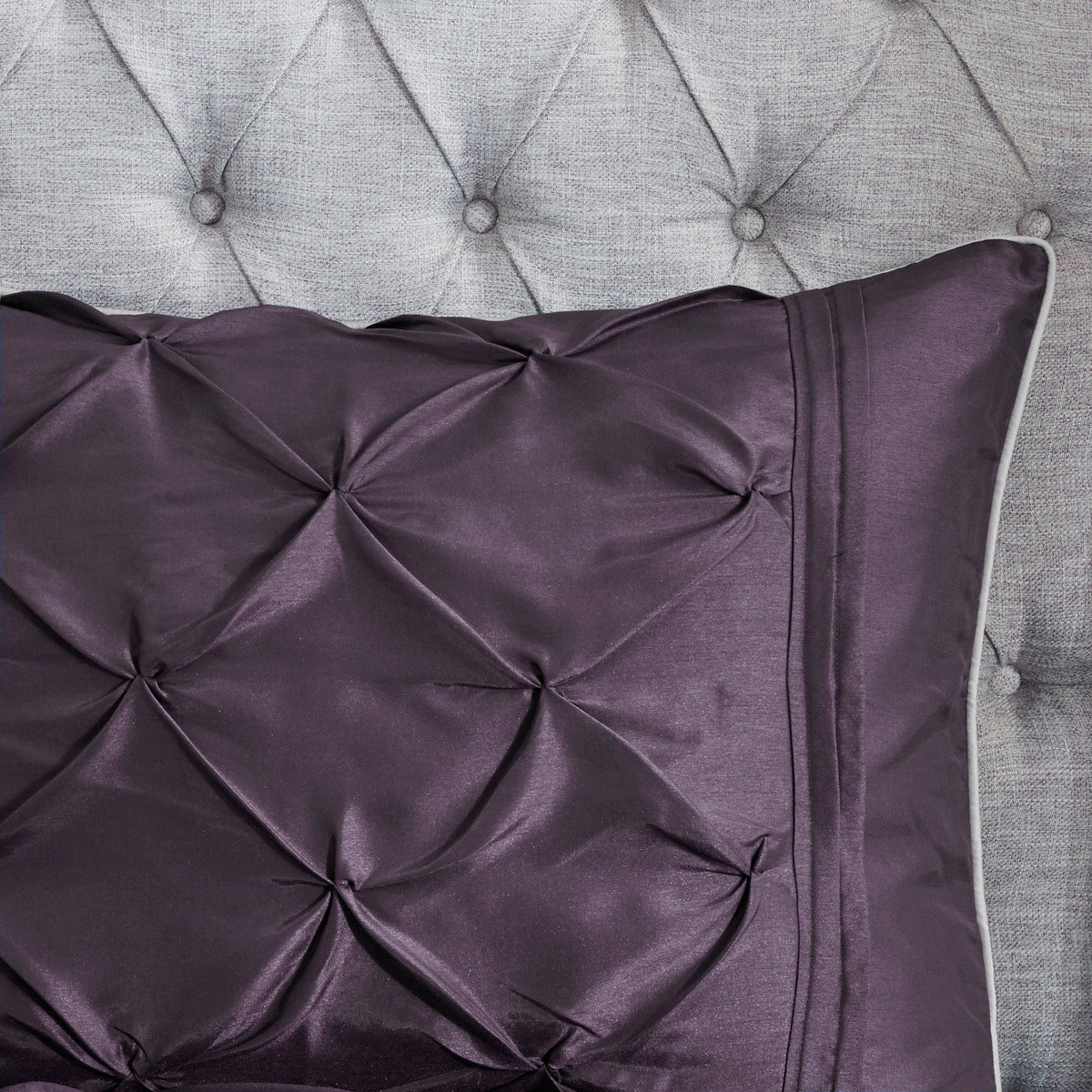7 Piece Tufted Comforter Set - Plum - King