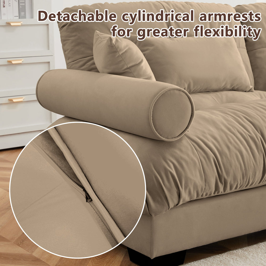 U Shaped Sectional Sofa Cloud Couch with Movable Ottomans