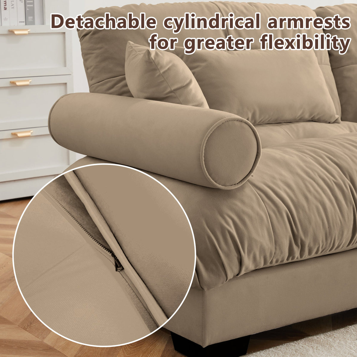 U Shaped Sectional Sofa Cloud Couch with Movable Ottomans