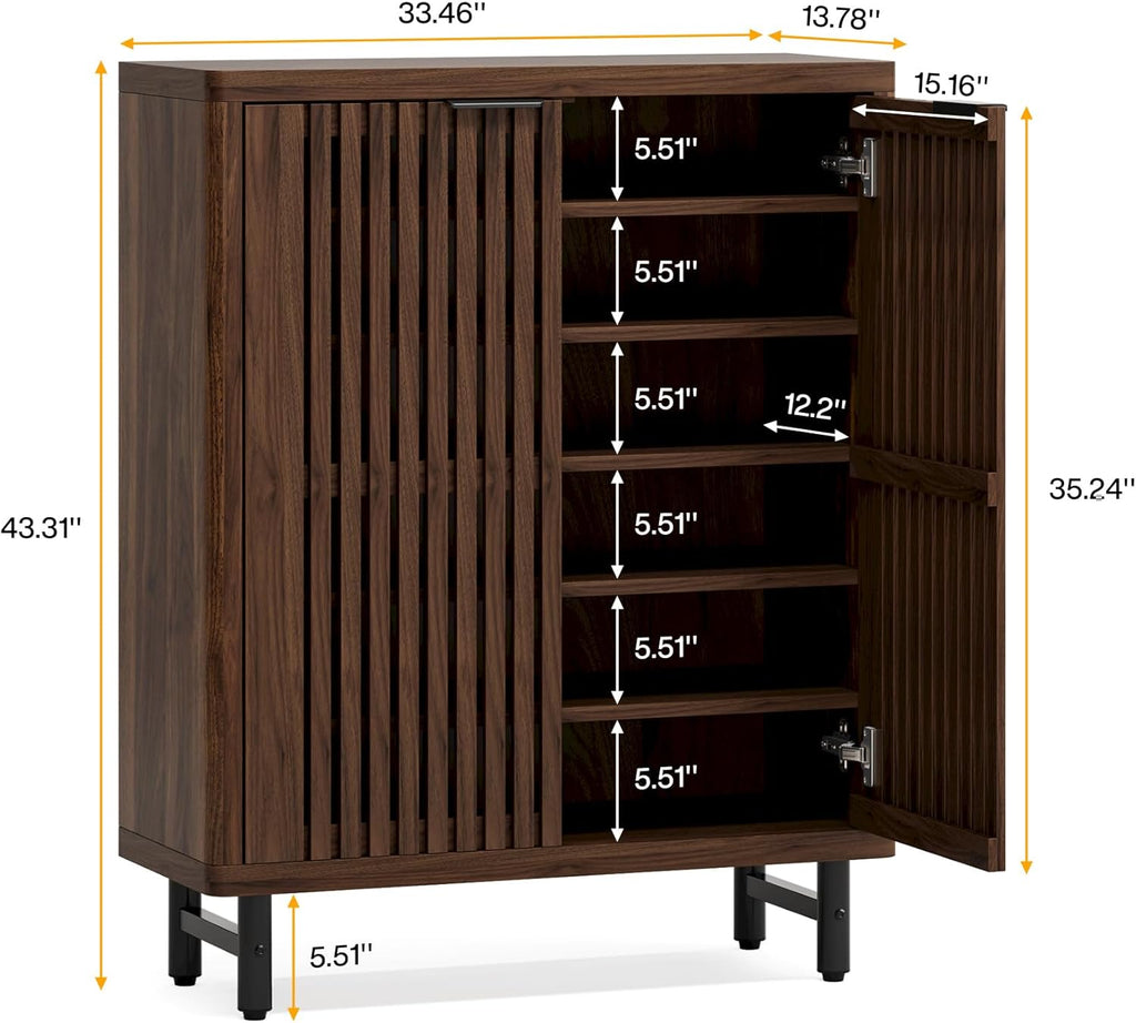 33.46" Modern Dark 6-Tier Shoe Cabinet