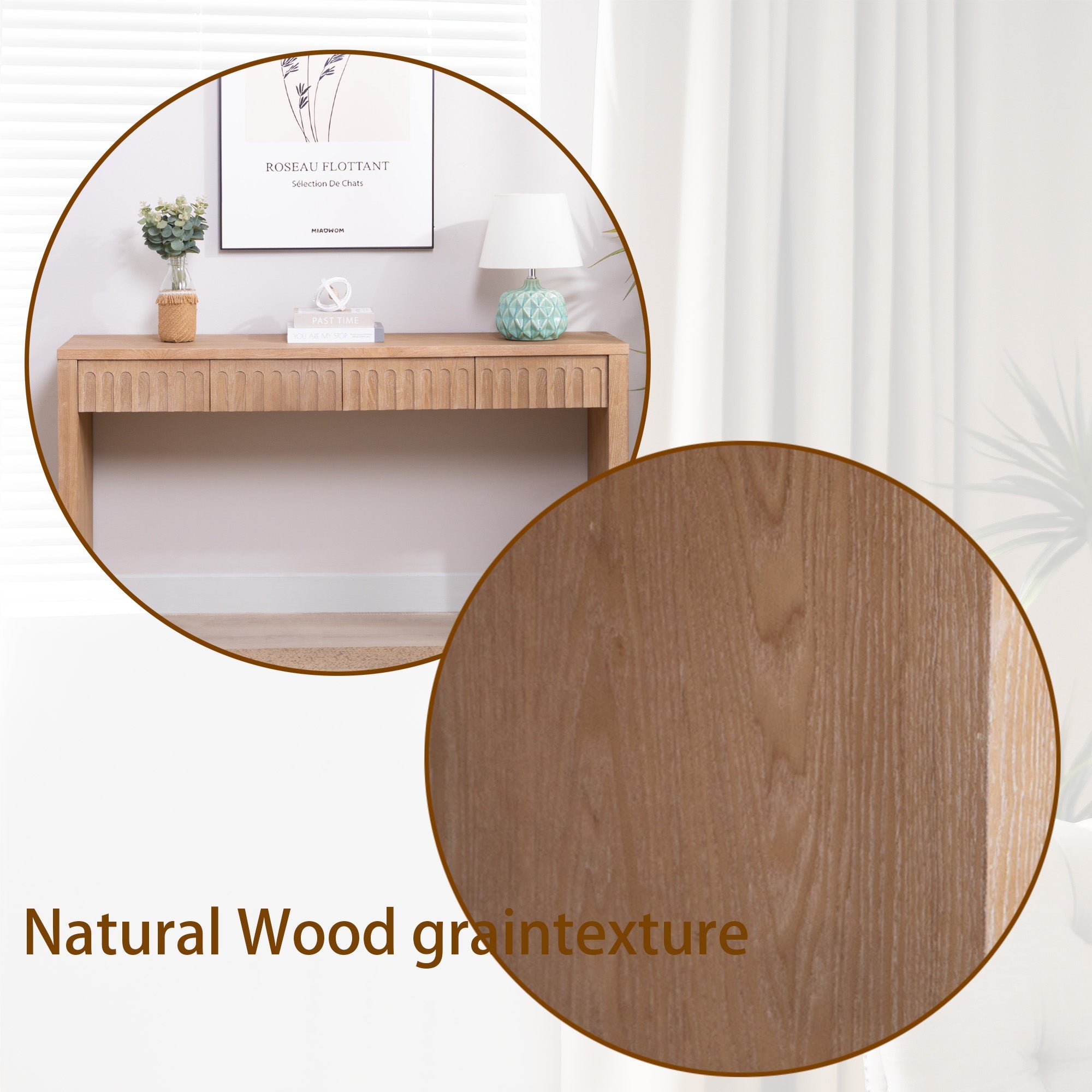 Modern Console Table with 4 Drawers – 59.2" Entryway Table