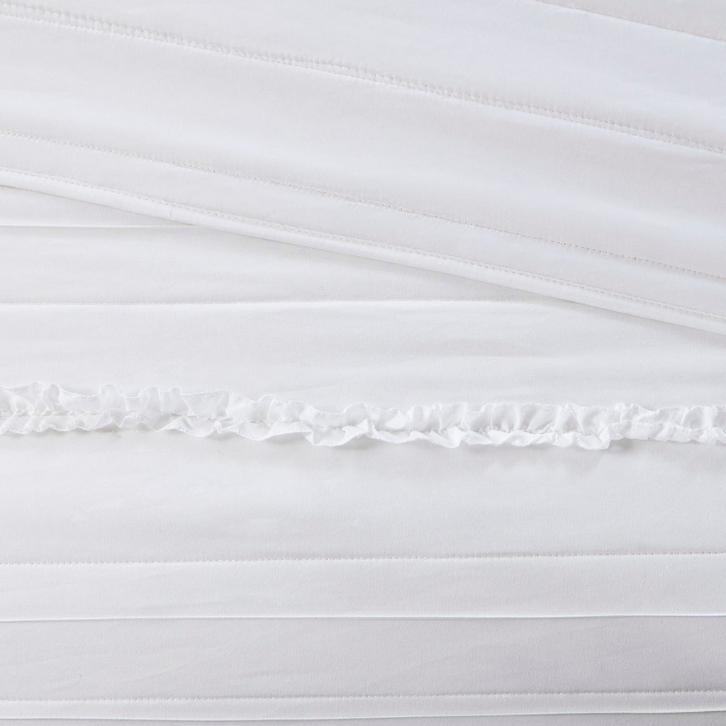 4 Piece Reversible Ruffle Quilt Set with Throw Pillow