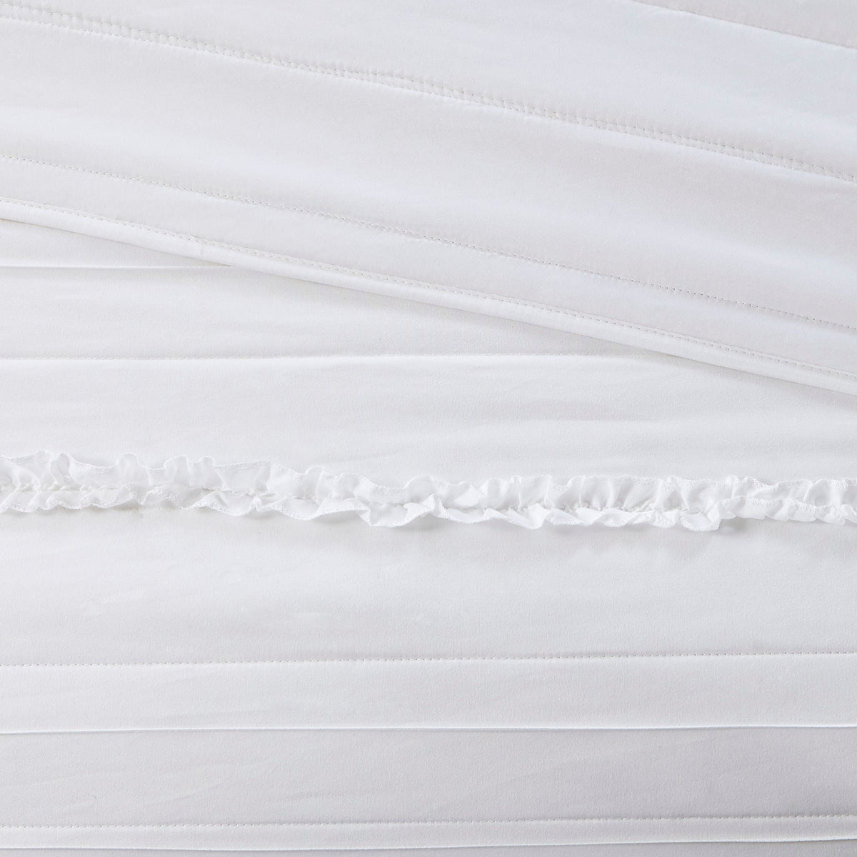 4 Piece Reversible Ruffle Quilt Set with Throw Pillow