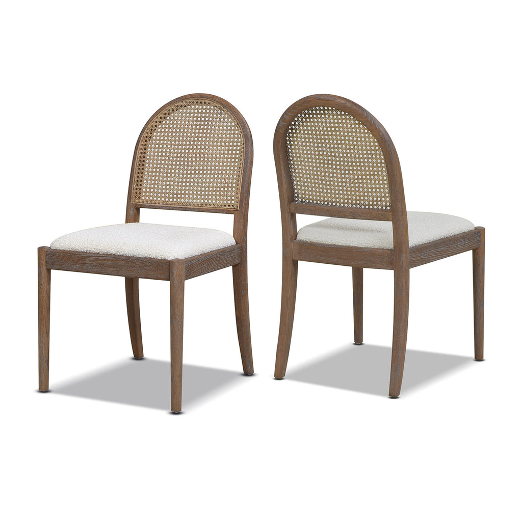 Panama 18.5" Curved Cane Rattan Side Dining Chair, Set of 2