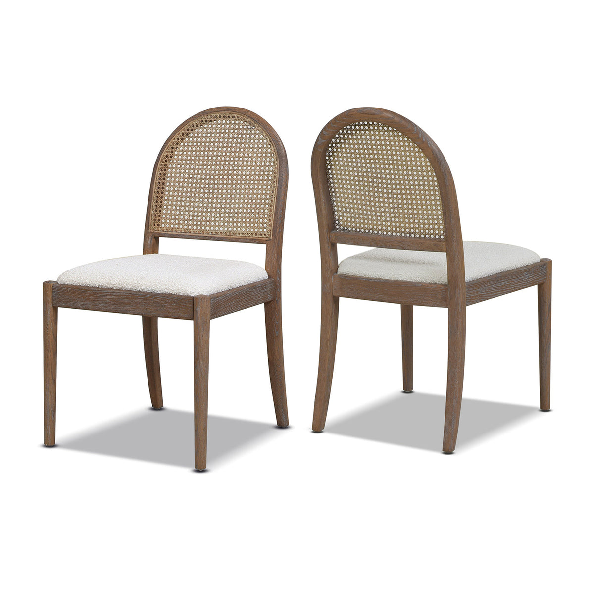 Panama 18.5" Curved Cane Rattan Side Dining Chair, Set of 2