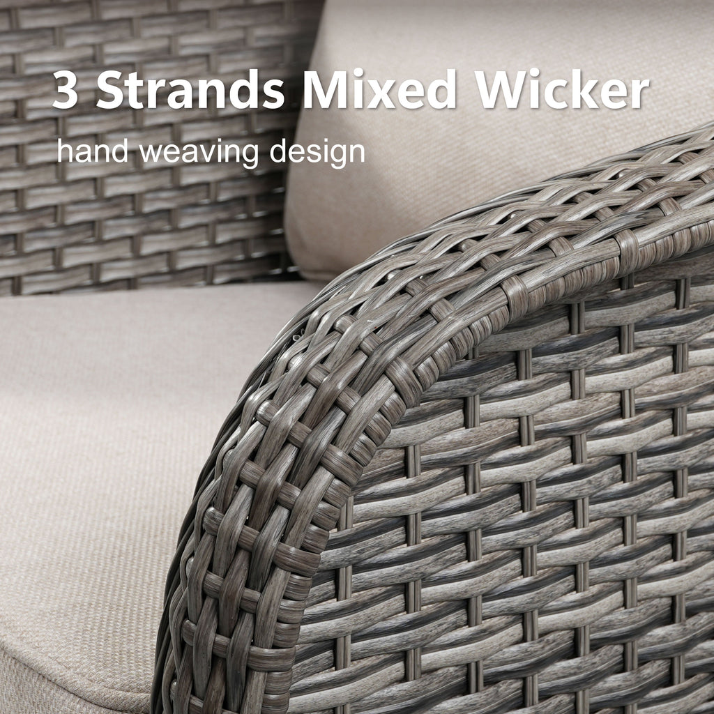 73.6" PE Wicker Rattan Outdoor Furniture Set, 3 Seat Sofa