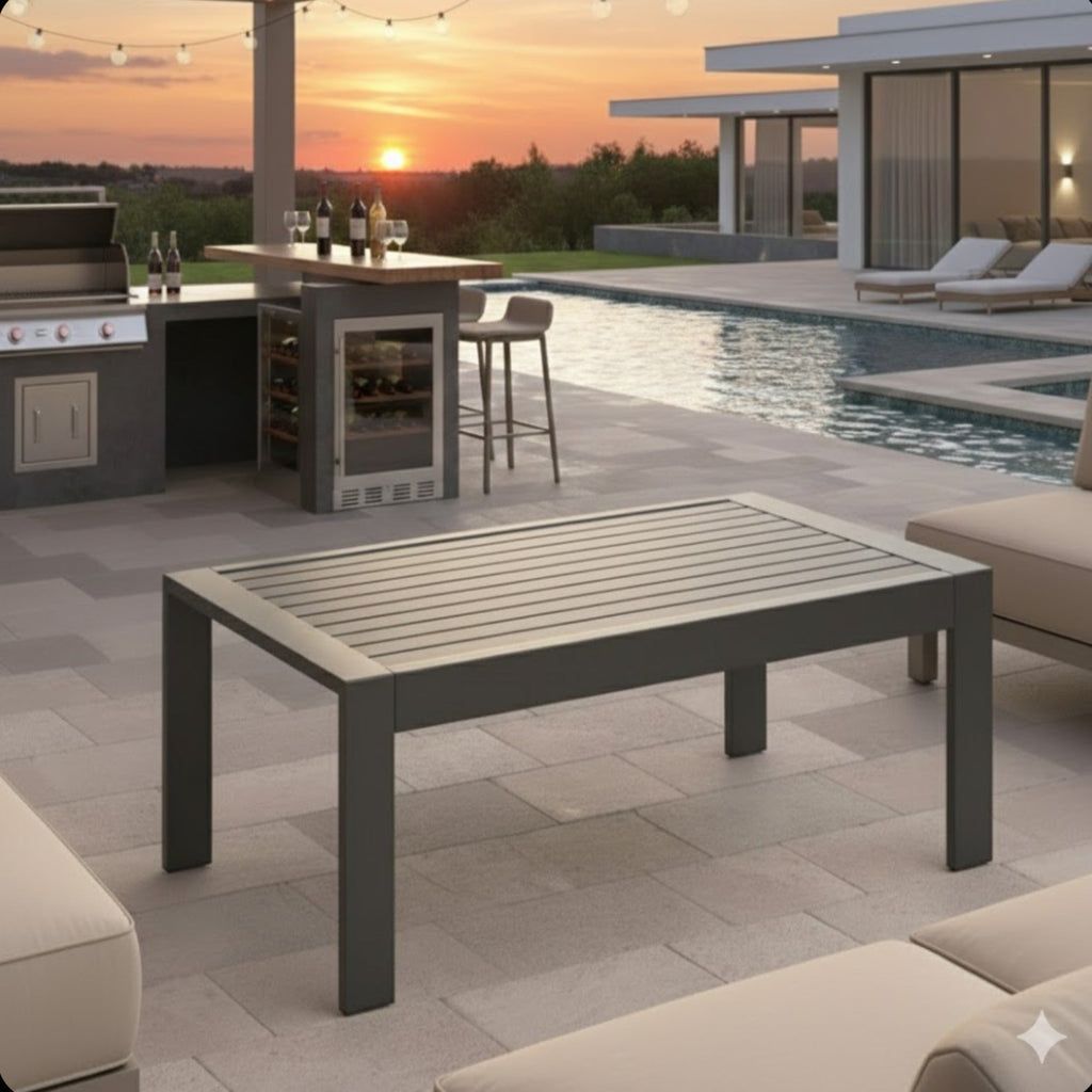 43" x 24" All-Weather Metal Outdoor Coffee Table