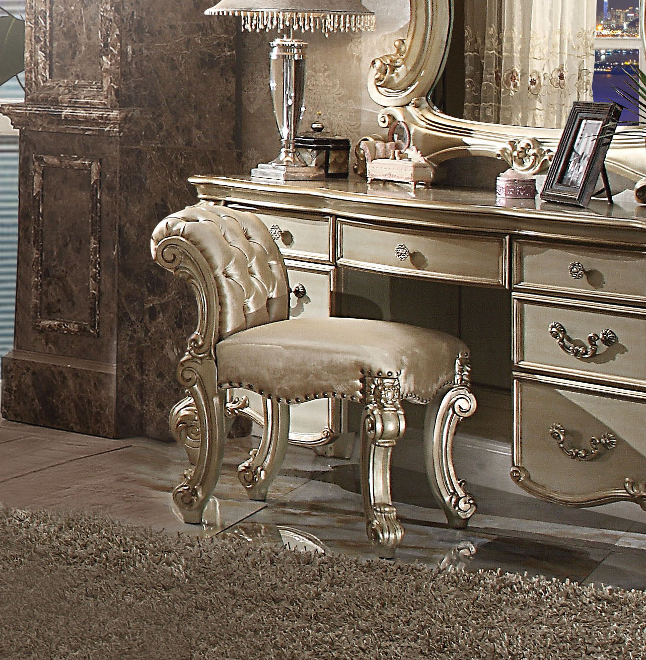 Vendome Fabric Vanity Stool