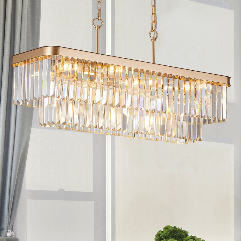 Rectangular Crystal Chandelier Adjustable