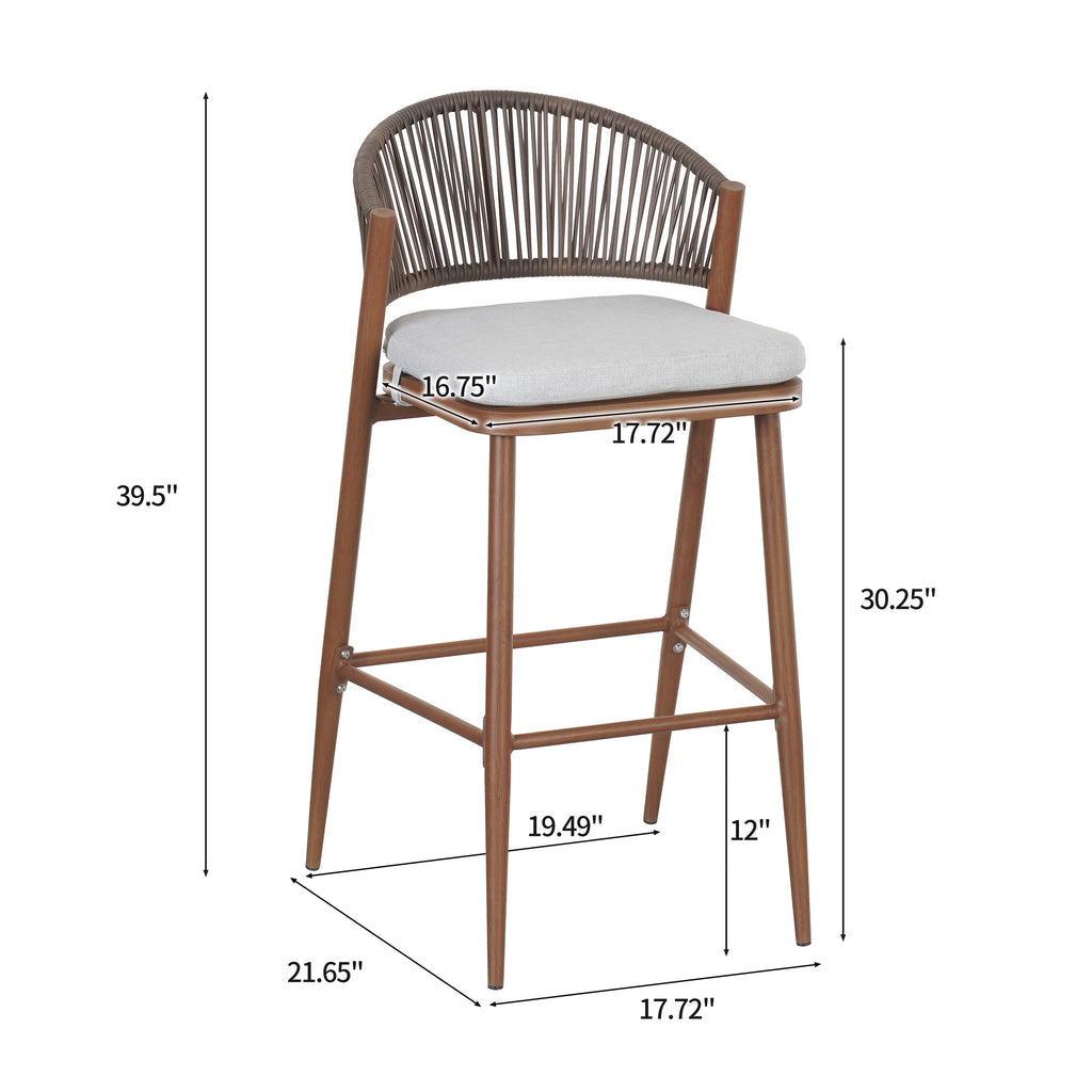 Outdoor 30.25" Seat Height Aluminum Frame Barstools