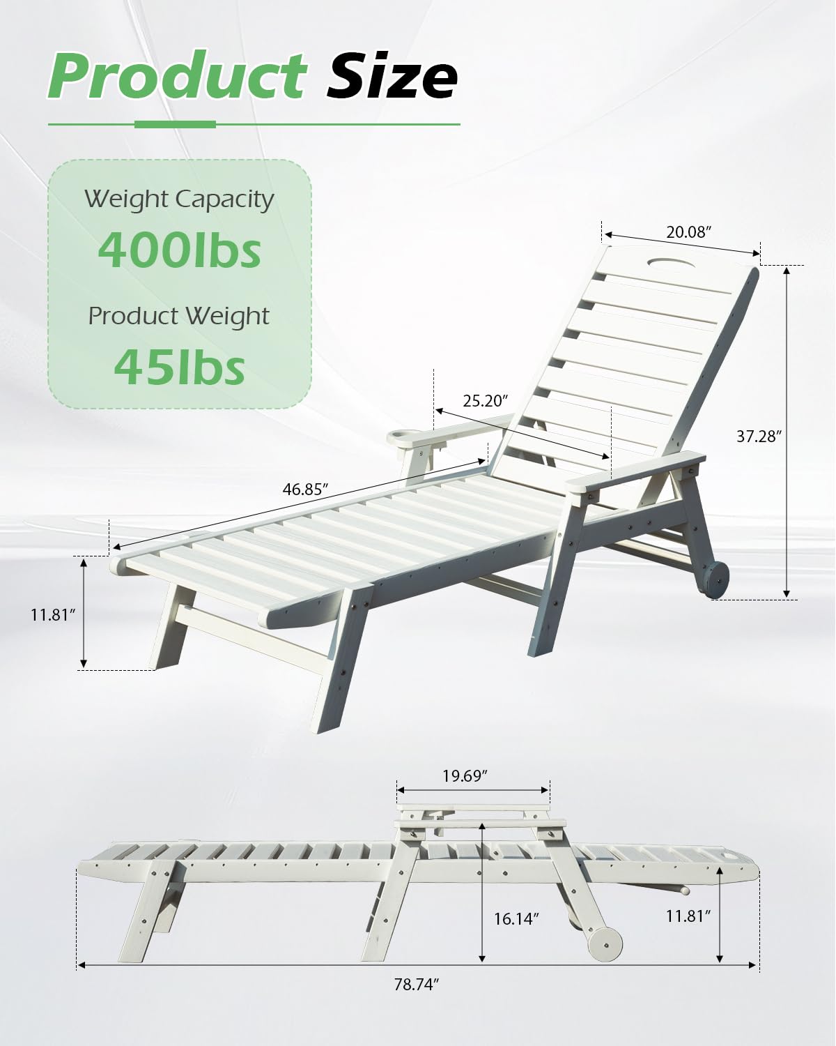 Patio Lounge Chair Outdoor with Reclining Backrest