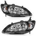 ANZO 2004-2005 Honda Civic 2Dr Crystal Headlight Black Amber(OE Replacement) 121535