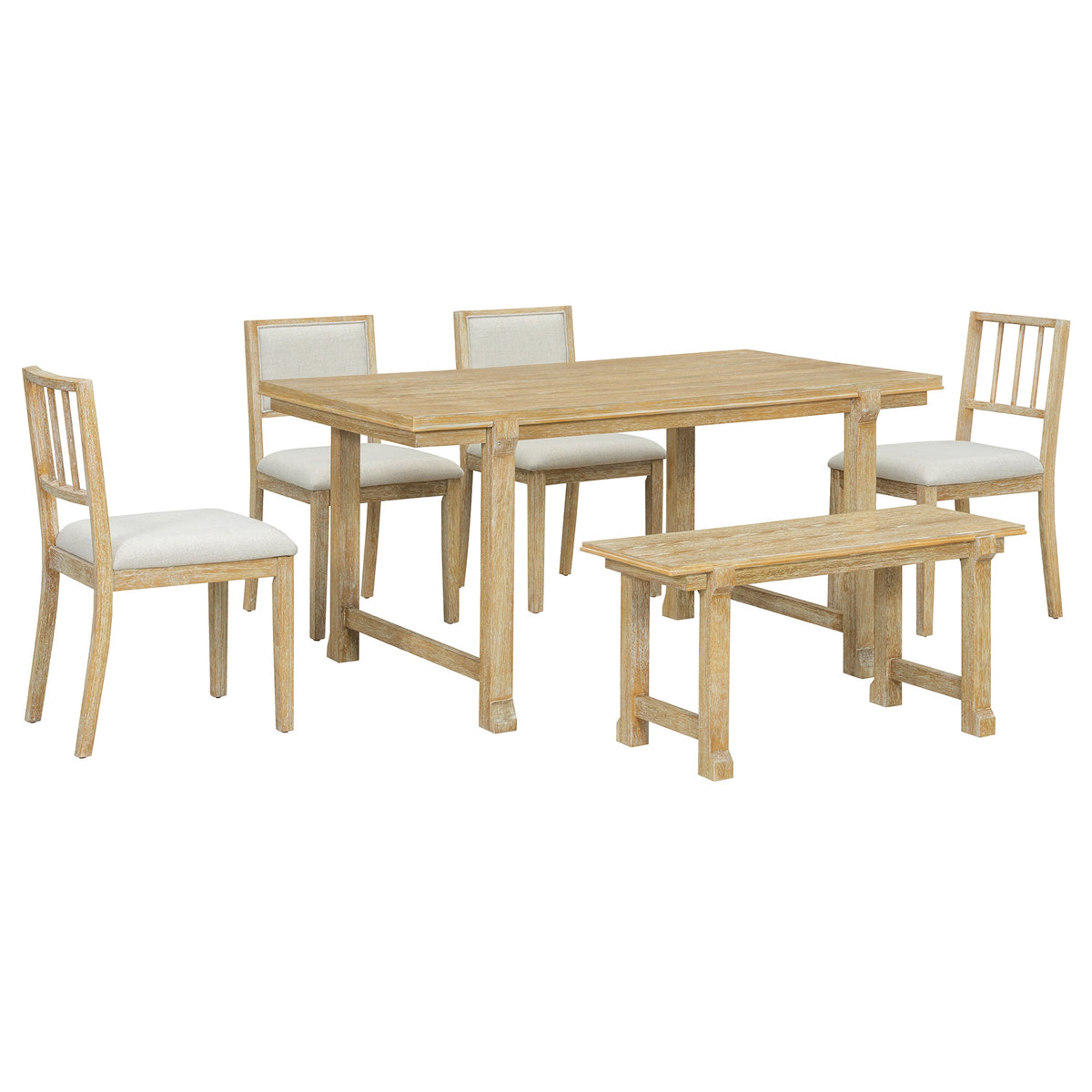 Trexm 6-Piece Farmhouse Dining Set for 6