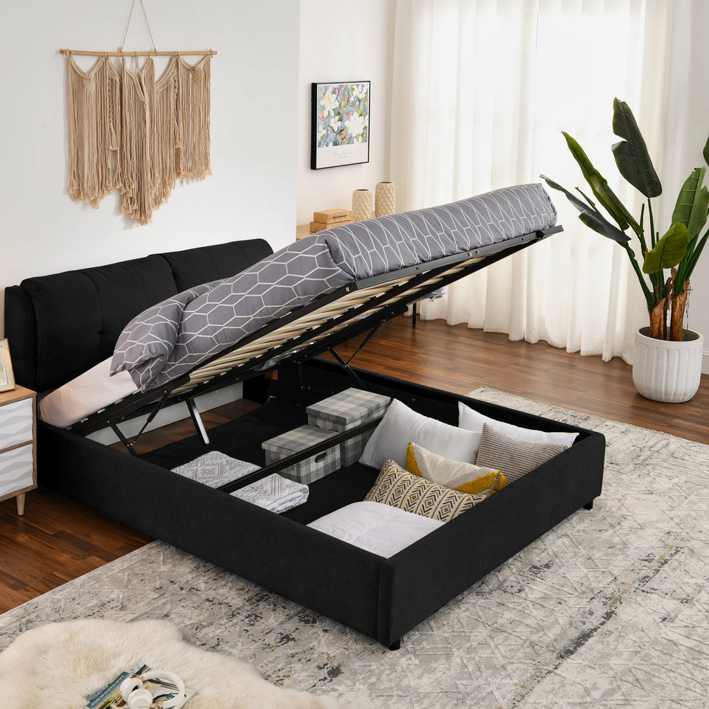 Queen Size Storage Upholstered Hydraulic Platform Bed
