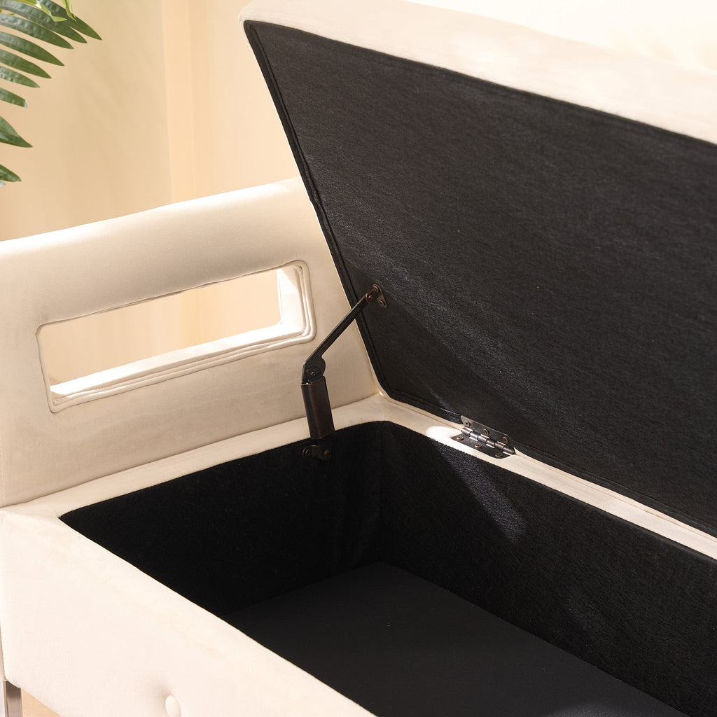 67.91" Wide Velvet Storage Soft Bench with Armrests