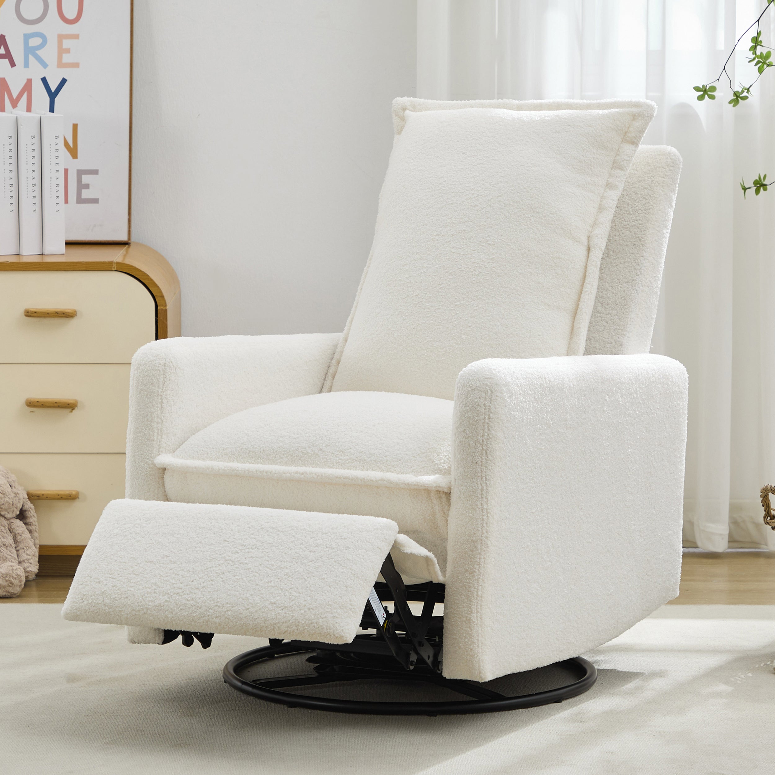 Swivel Rocker Recliner Chair, Teddy Fleece