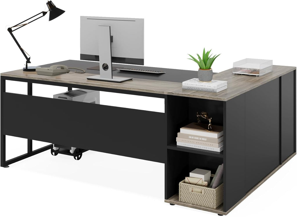 71 Inch Executive Desk with Cabinet Storage