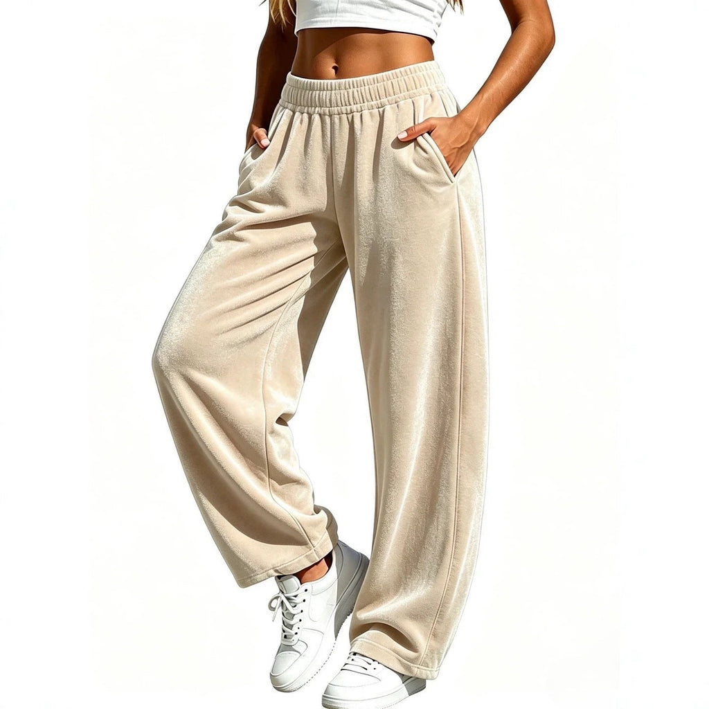 Fashionable Womens Sporty-casual Wide-leg Pants