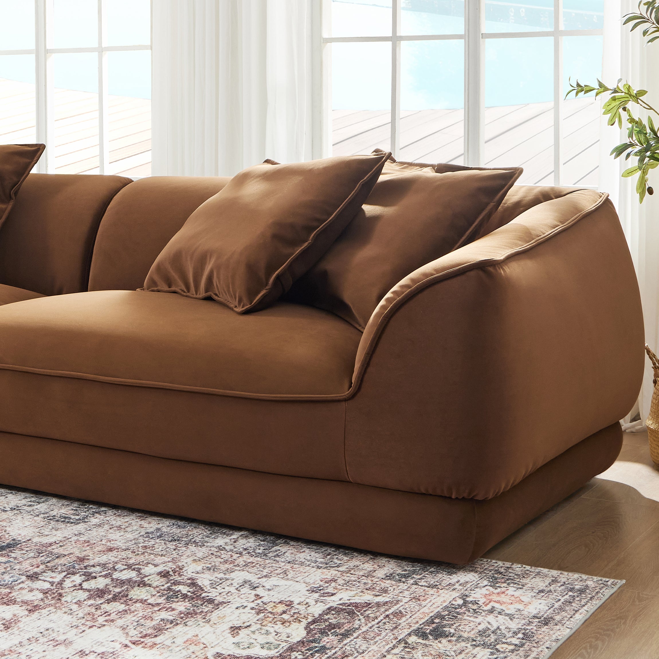 WKS16C Camel Sofa with Detachable Pillowcase
