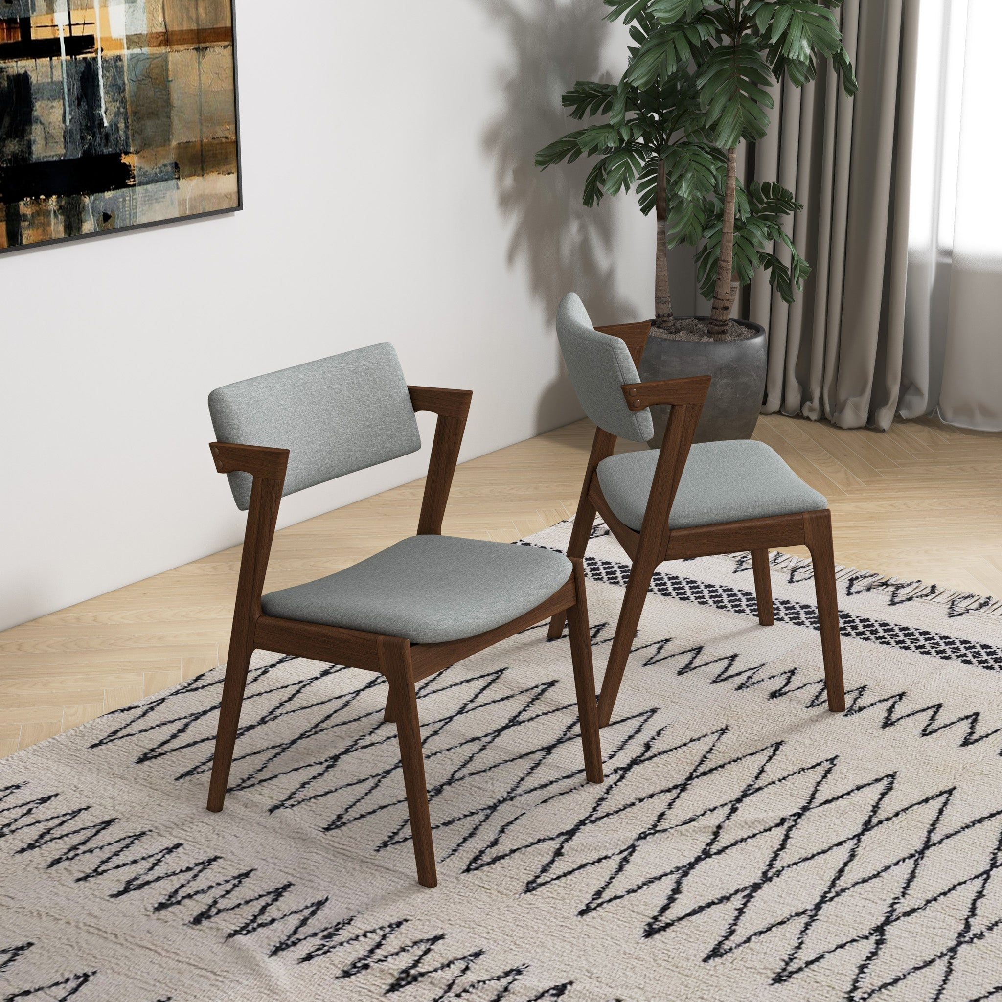 Edwin Light Gray Fabric Dining Chair Set of 2