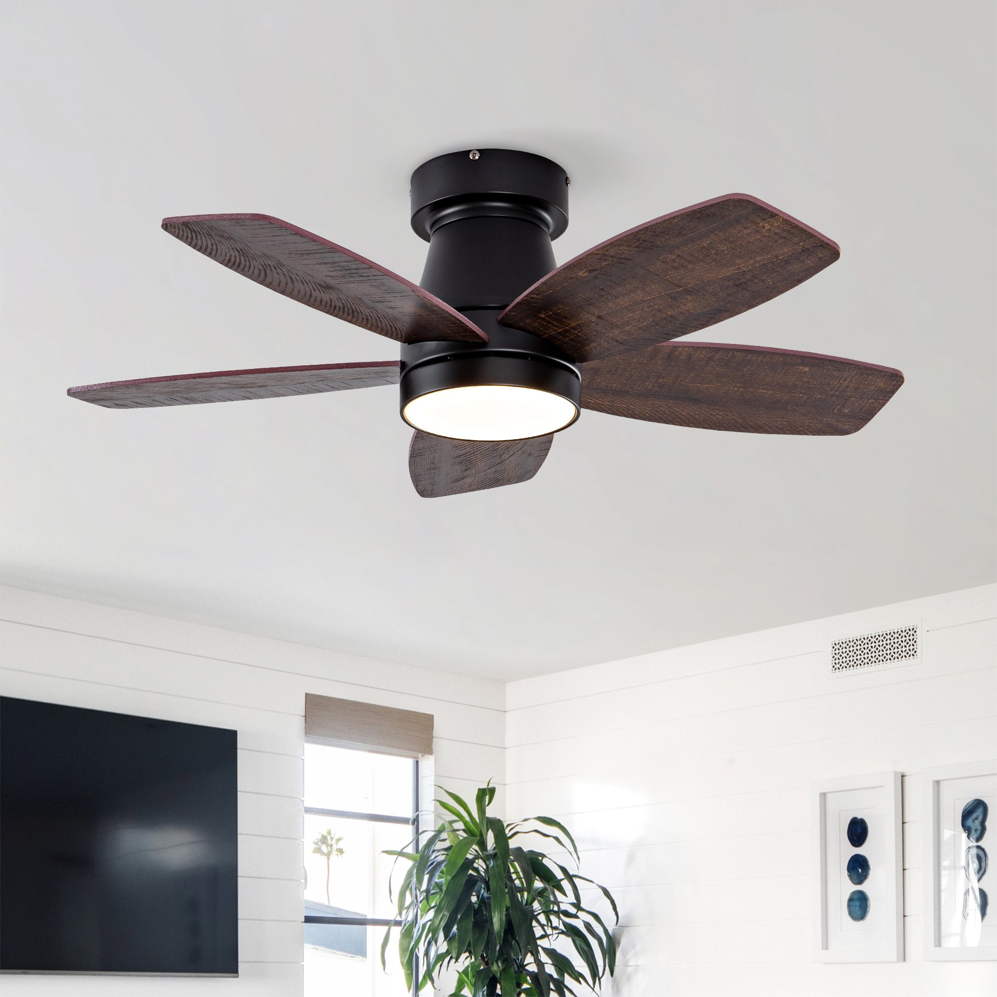 32 Inch Low Profile Ceiling Fan with Lights and Remote