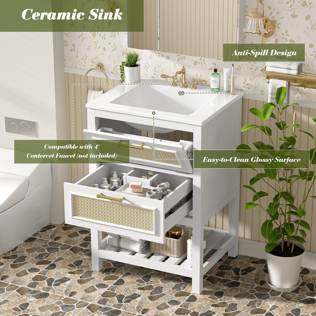 24" Bathroom Vanity with Integrated Ceramic Sink