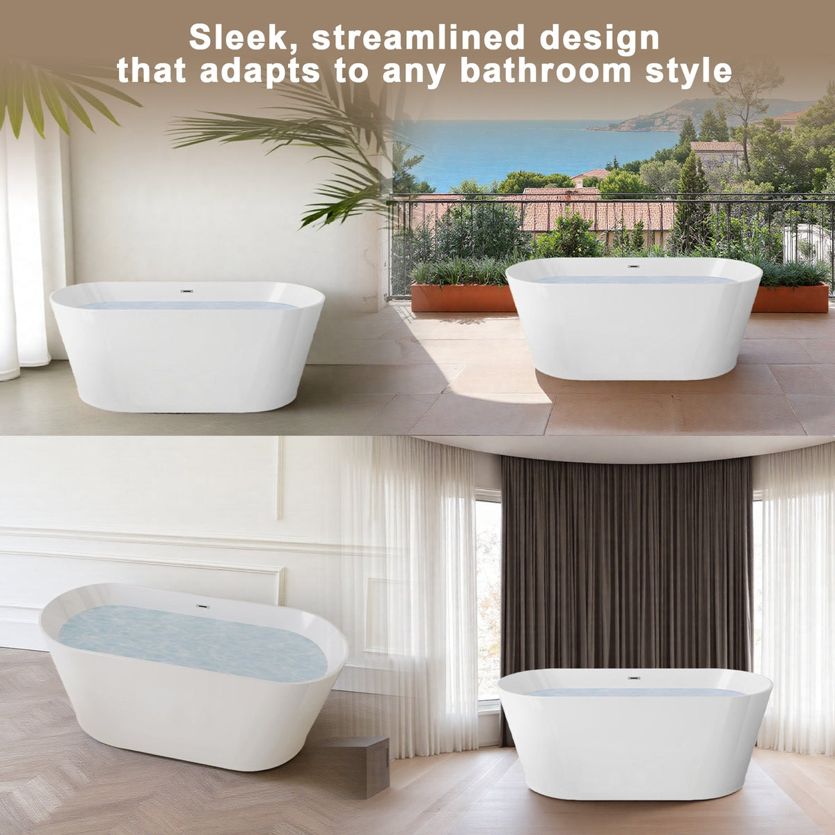 59" Acrylic Freestanding Bathtub