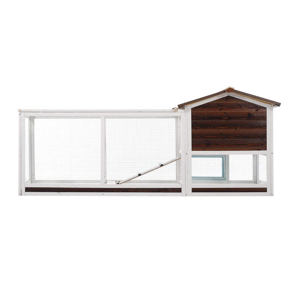 Outdoor Multi-Level Fir Wood Small Animal Rabbit Hutch with Removable Cleaning Trays