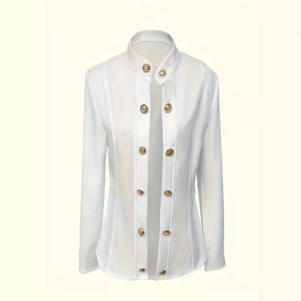 Stylish Slim-fit Double-breasted Blazer With Long Sleeves