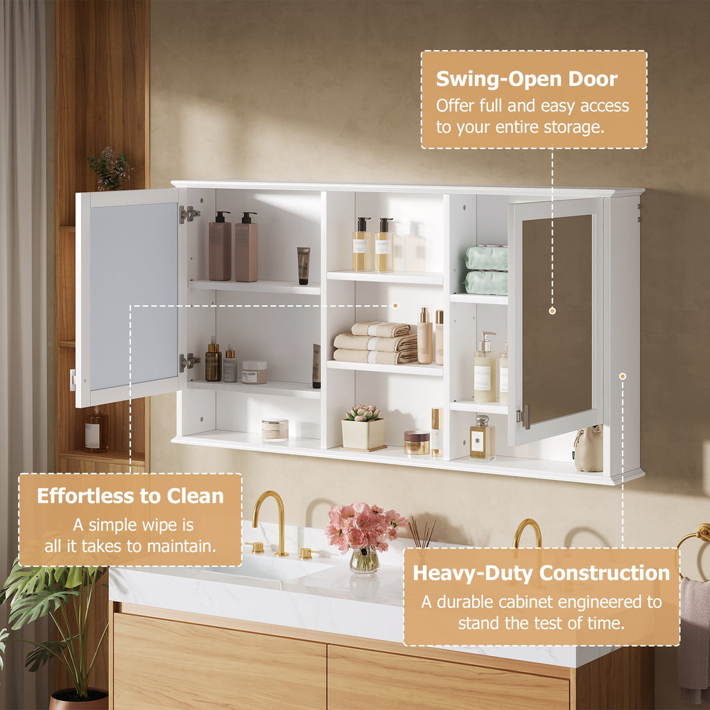 55-Inch Wall-Mount 2-in-1 Mirror Cabinet
