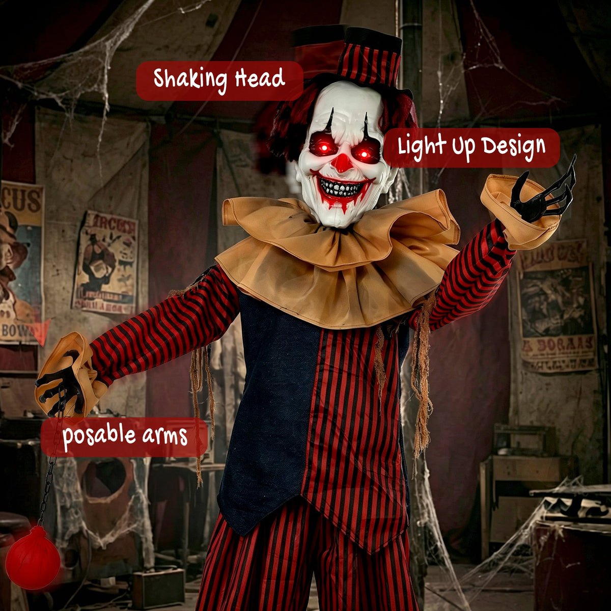 HOMCOM 95" Animated Clown Halloween Decoration