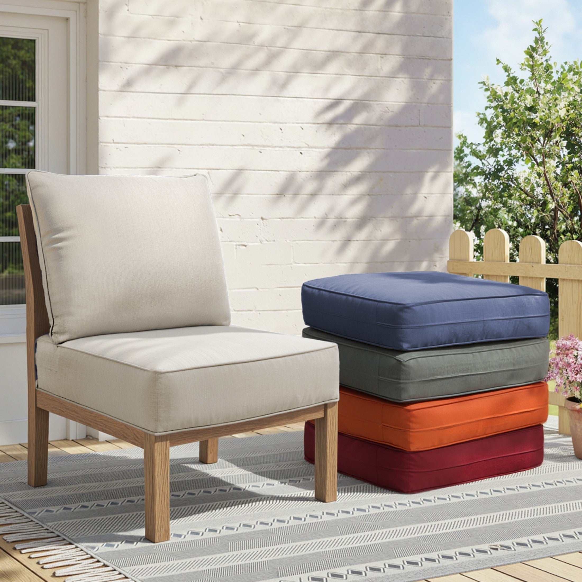 6" Thicker Outdoor Chair Cushion Set - Beige