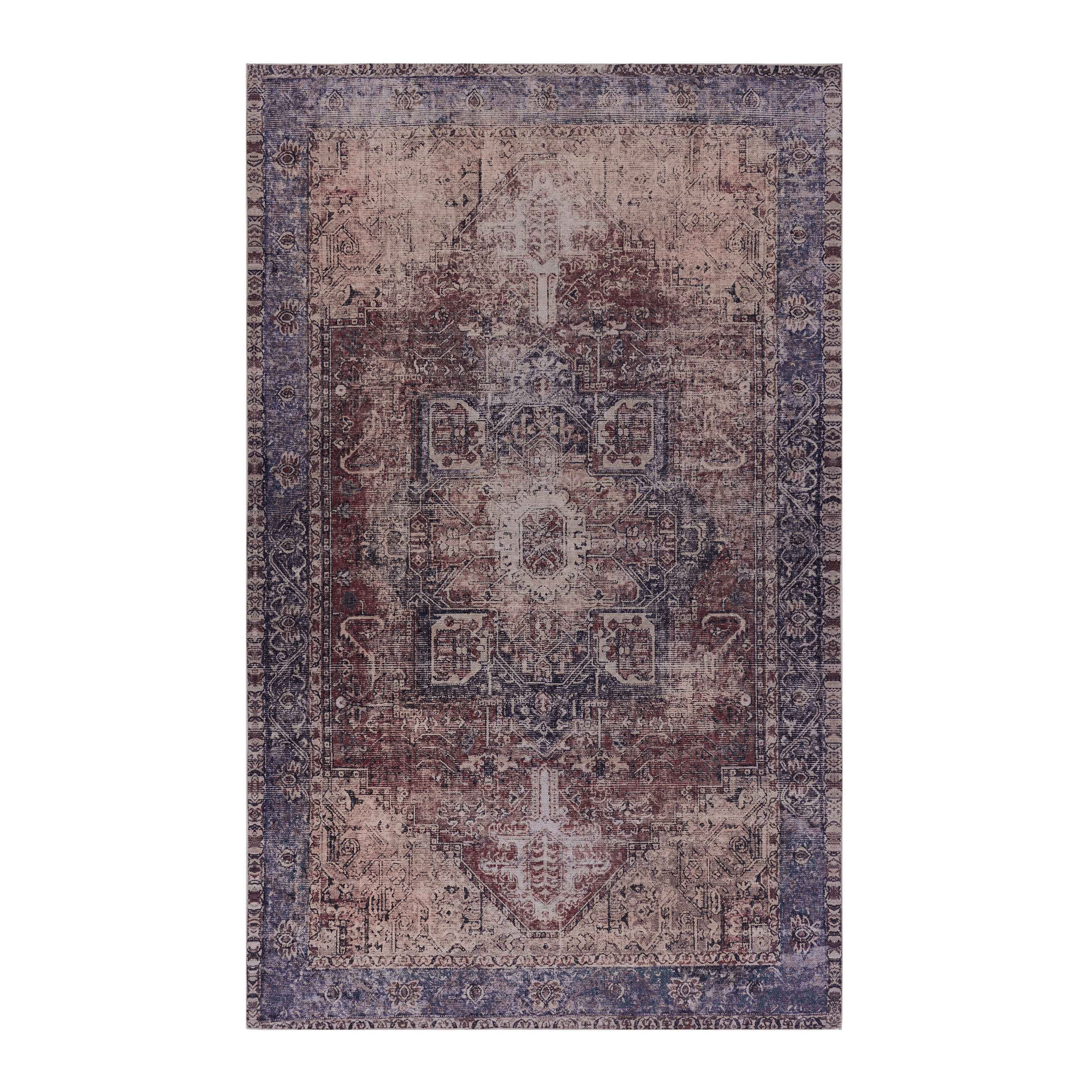 Maval Burgundy Washable Rug 2' x 3' Doormat Rug