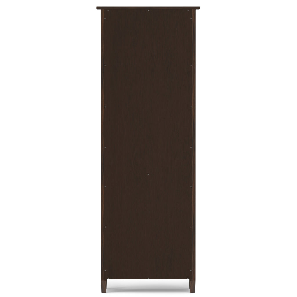 Warm Shaker 72 Inch Tall Solid Wood 5 Shelf Bookcase in Brunette