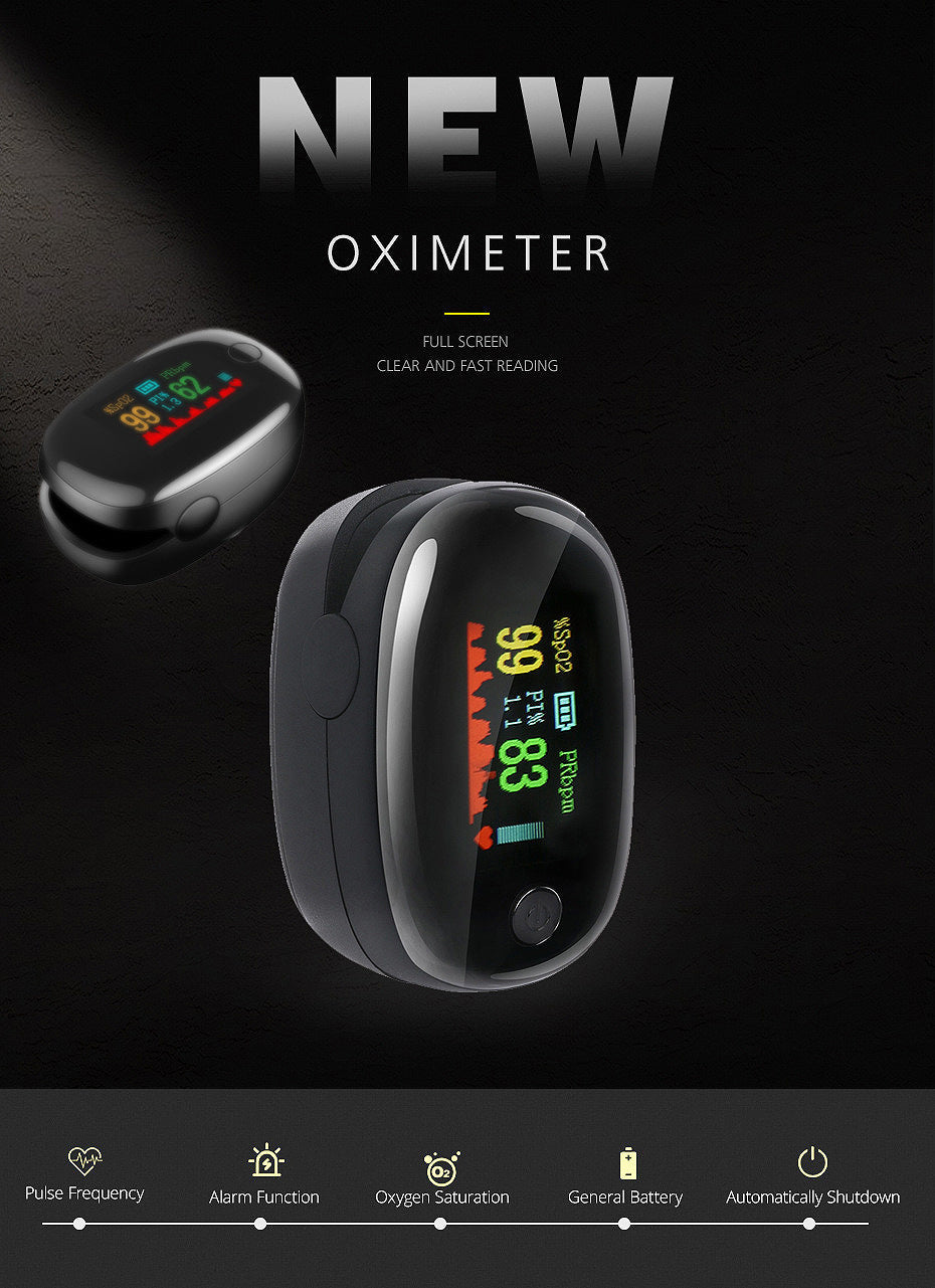 Fingertip Pulse Oximeter - OLED Display Blood Oxygen Saturation & Heart Rate Monitor With Perfusion Index