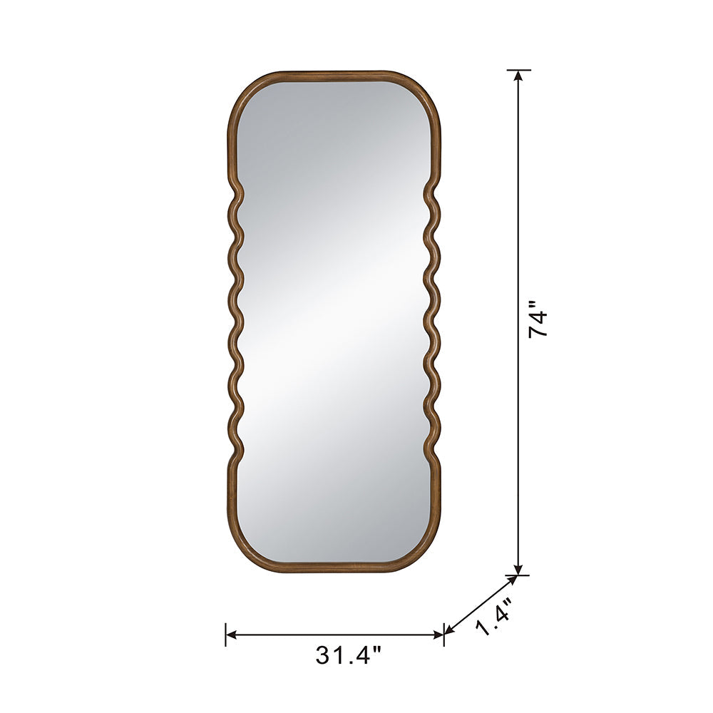 Oversized Wooden Floor Mirror with Unique Design