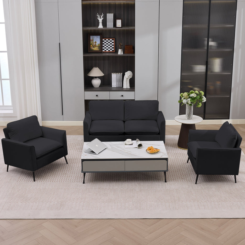 TS Cat Paw Leather Upholstered Sofa Loveseat - Black