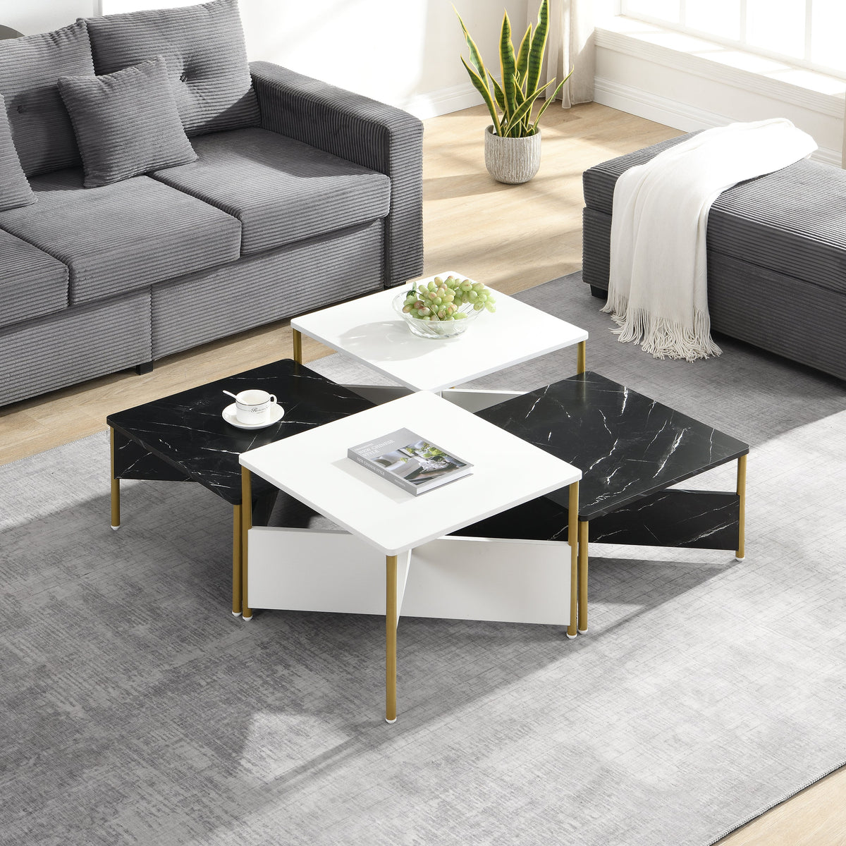 Modern Nesting Coffee Tables Set of 4 - Mid Century Modern Design