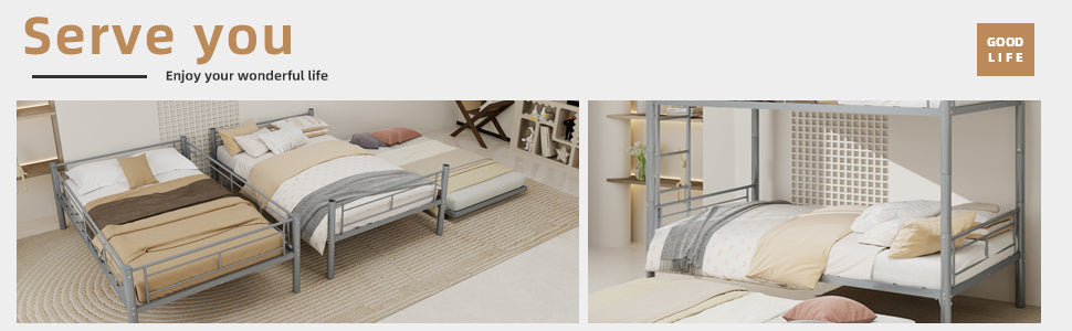 Silver Twin Metal Triple Bunk Bed Frame