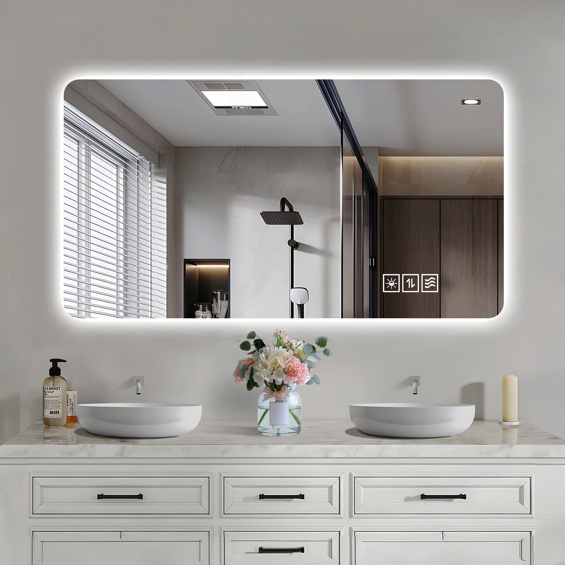 Wall Mounted LED Lighting Mirror - 24" x 48"