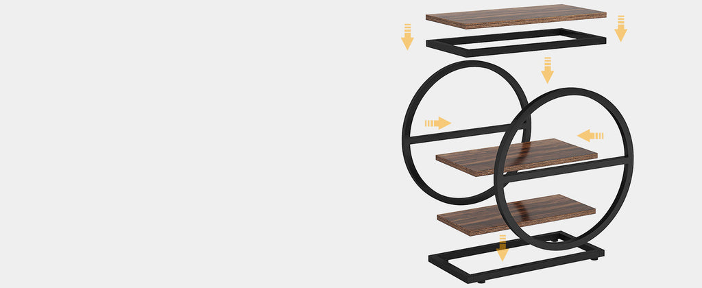 Industrial Narrow End Table with 3 Shelves