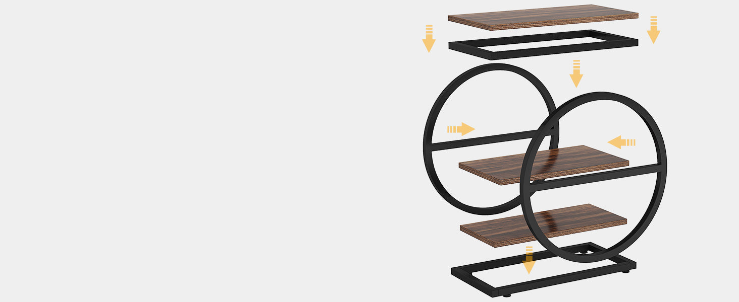 Industrial Narrow End Table with 3 Shelves