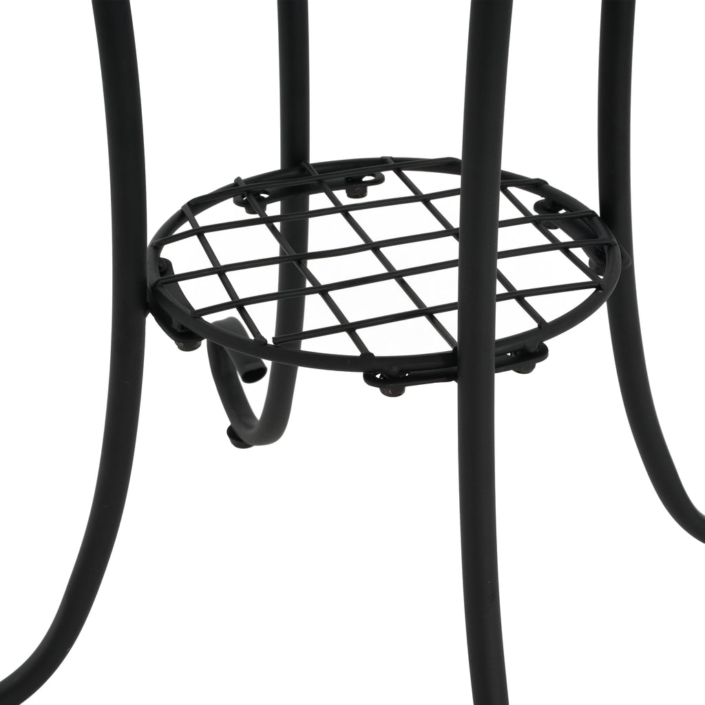 Patio Side Table with Shelf in Brown and Black