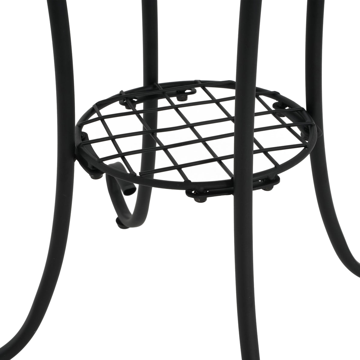 Patio Side Table with Shelf in Brown and Black
