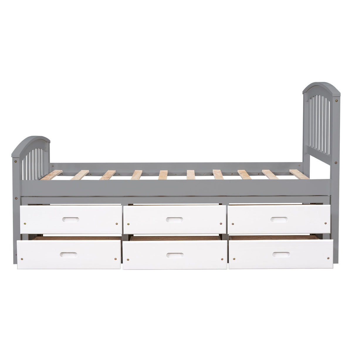 Twin Size Platform Storage Bed with 6 Drawers, Grey