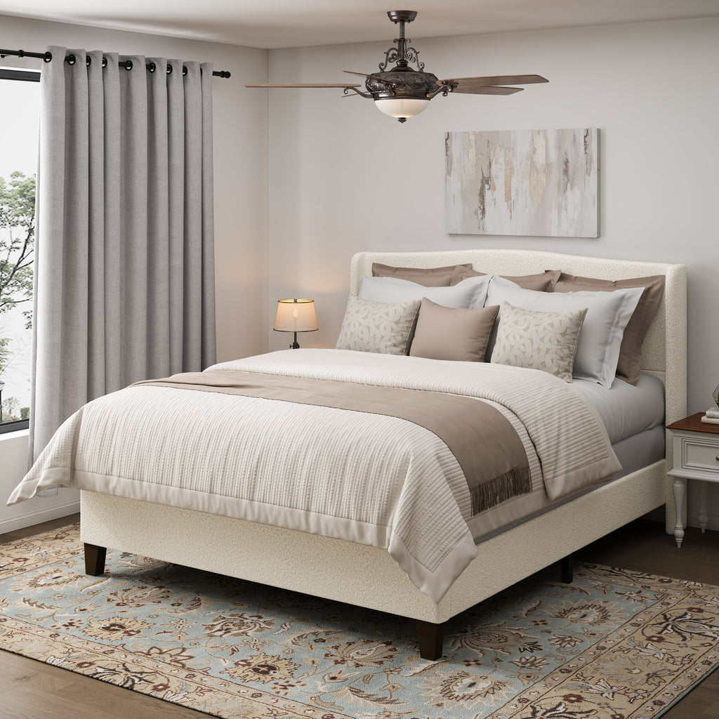King Size Bed Frame with Upholstered Headboard