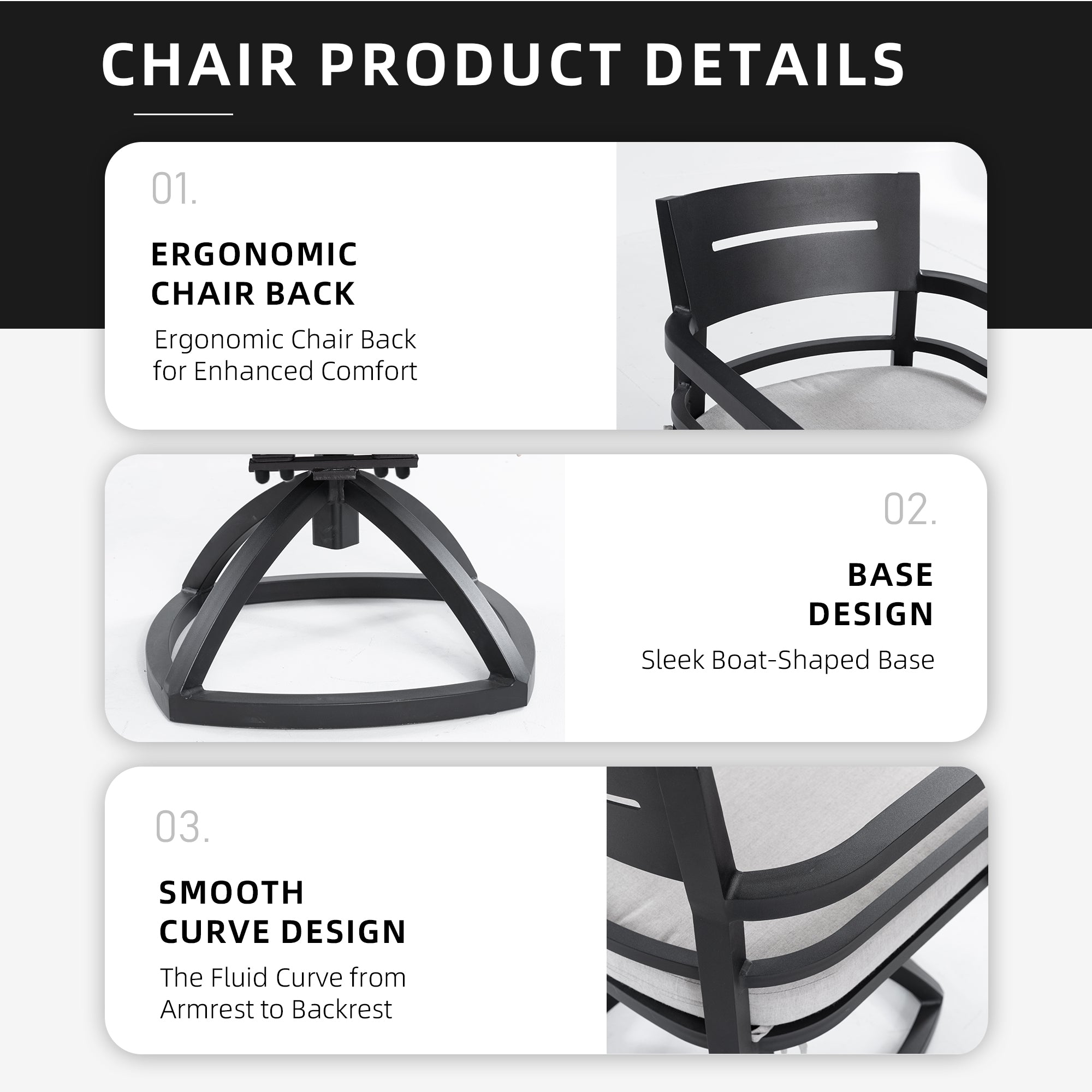 Outdoor Patio Aluminum Swivel Rocker 2PCS with Outdoor-grade Sunbrella Fabric Cushions, Ember